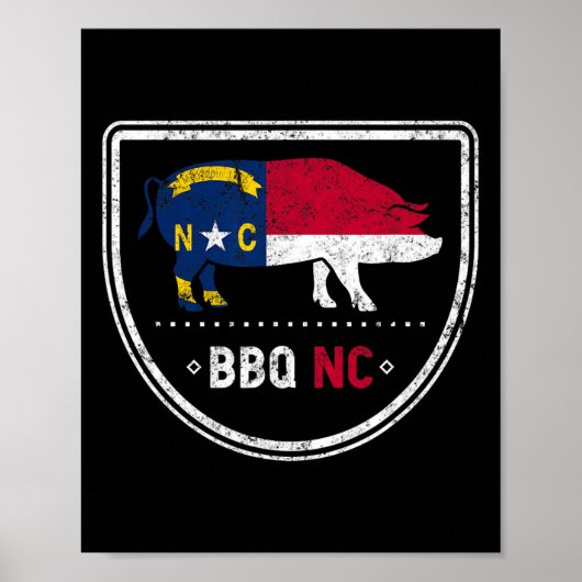 North Carolina State Flag BBQ NC Poster (Voorkant)