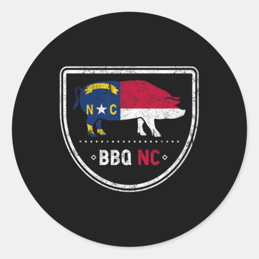 North Carolina State Flag BBQ NC Ronde Sticker (Voorkant)