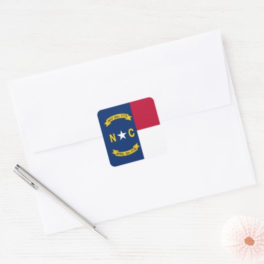 North Carolina State Flag Verenigde Staten Vierkante Sticker (Envelop)