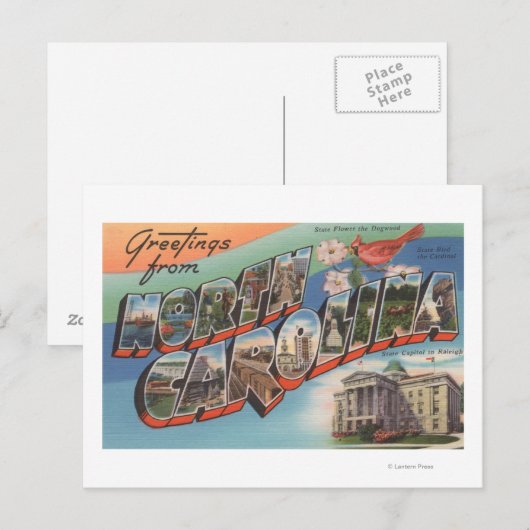 North Carolina (State Flower/Bird) Briefkaart (Voorkant / Achterkant)