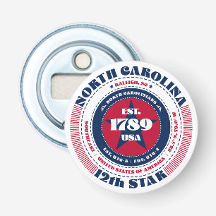 North Carolina State Information Circle Button Flesopener