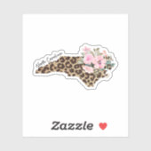 North Carolina State Leopard Print met bloemen Sticker (Vel)