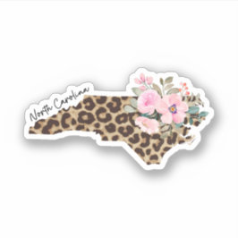 North Carolina State Leopard Print met bloemen Sticker