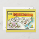 North Carolina State Map Briefkaart (Voorkant / Achterkant)