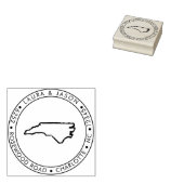 North Carolina State Map Retouradres Hout Rubberstempel (Gestempeld)