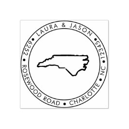 North Carolina State Map Retouradres Hout Rubberstempel
