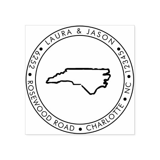 North Carolina State Map Retouradres Hout Rubberstempel (Afrduk)