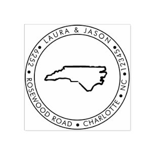 North Carolina State Map Return Address Wood Rubberstempel