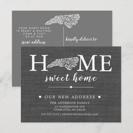 NORTH CAROLINA State Moving Aankondiging Post Kaar (Voorkant / Achterkant)