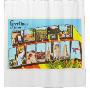North Carolina State NC Vintage Travel Briefkaart- Douchegordijn