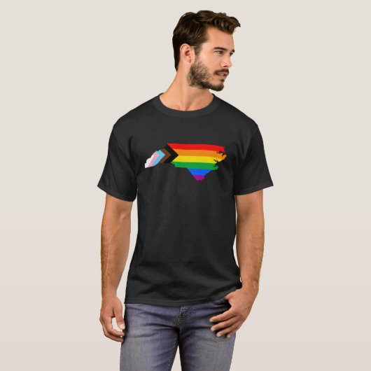 North Carolina State Pride LGBTQ Progress Pride T-shirt (Voorkant volledig)
