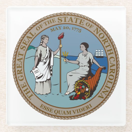 North Carolina State Seal Glazen Onderzetter (Voorkant)