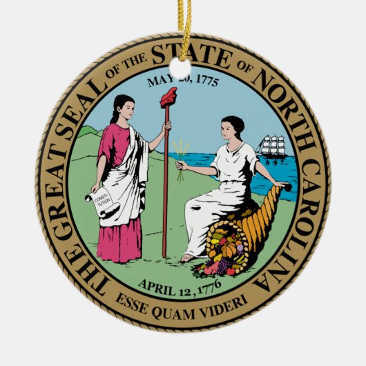 North Carolina State Seal Keramisch Ornament (Voorkant)