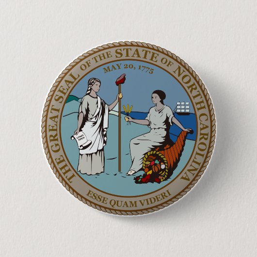 North Carolina State Seal Ronde Button 5,7 Cm (Voorkant)