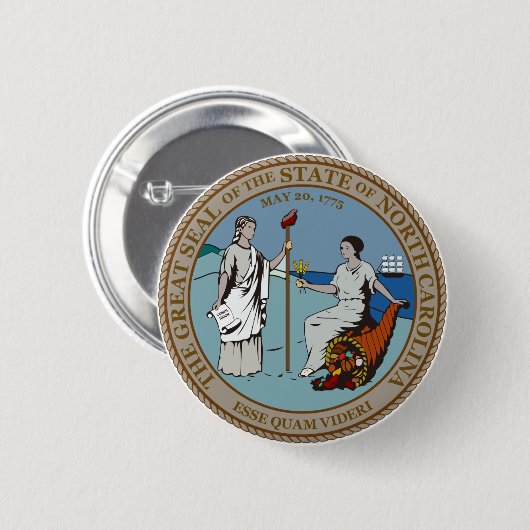 North Carolina State Seal Ronde Button 5,7 Cm (Voorkant /achterkant)