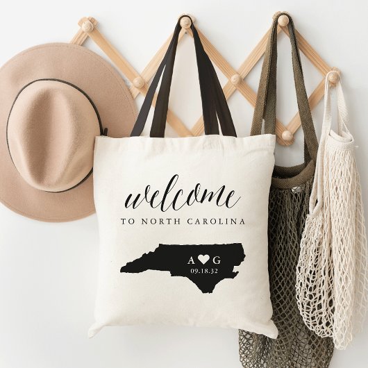 North Carolina State Silhouette Wedding Welkom Tote Bag