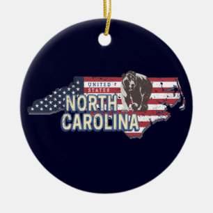 North Carolina State Verenigde Staten Kaart USA  Keramisch Ornament