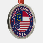 North Carolina sticker, telefooncel, canvas tas Metalen Ornament (Rechts)