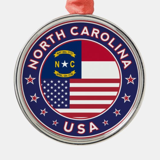 North Carolina sticker, telefooncel, canvas tas Metalen Ornament (Voorkant)