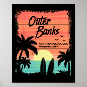 North Carolina strand surfen zonsopgang Nc Obx Poster
