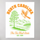 North Carolina Tar Heel State Cardinal Pine Tree  Poster (Voorkant)