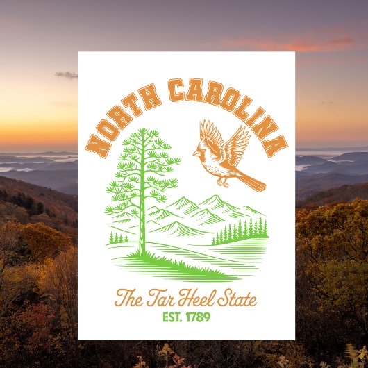 North Carolina The Tar Heel State Est. 1789 Travel Briefkaart