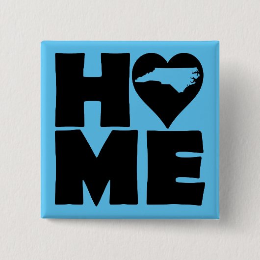North Carolina Thuis Hart Staat Knop Badge Speld Vierkante Button 5,1 Cm (Voorkant)