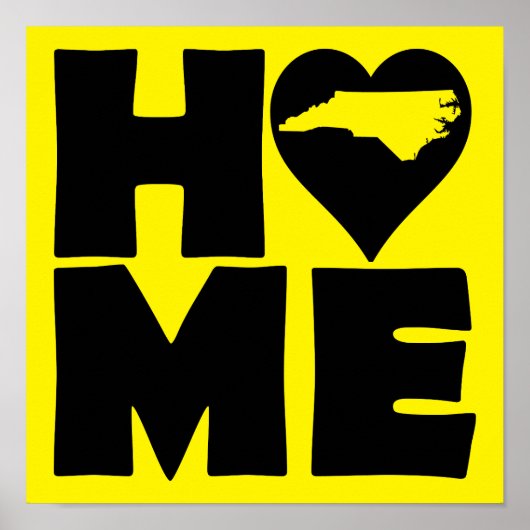 North Carolina Thuis Hart Staat Poster Bord (Voorkant)