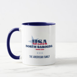 North Carolina USA 1789 Blauwe Ster Gepersonalisee Mok