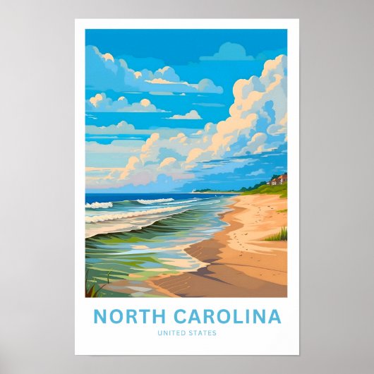 North Carolina Verenigde Staten Reisprint Poster (Voorkant)