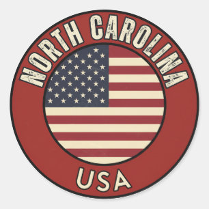 North Carolina Verenigde Staten van Amerika Ronde Sticker