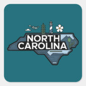 North Carolina, Verenigde Staten Vierkante Sticker (Voorkant)