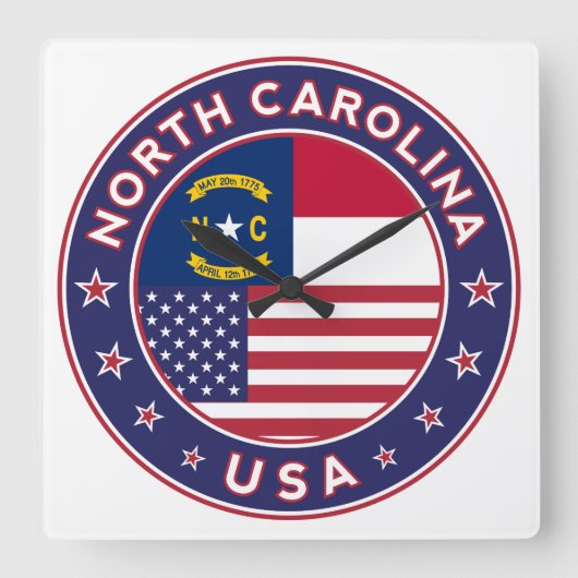 North Carolina Vierkante Klok (Voorkant)