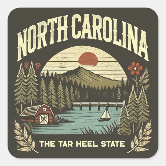 North Carolina Vierkante Sticker (Voorkant)
