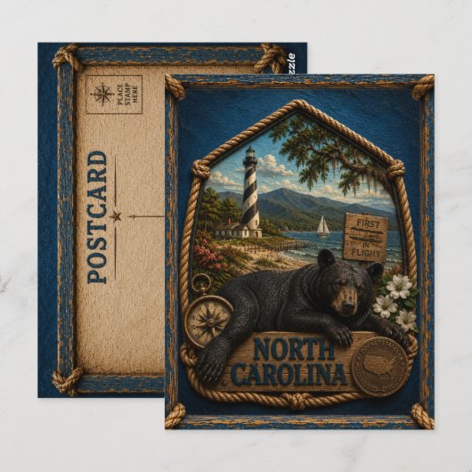 North Carolina Vintage Reizen Briefkaart (Voorkant / Achterkant)