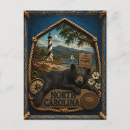 North Carolina Vintage Reizen Briefkaart