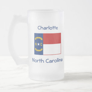North Carolina Vlag Kaart Stad Mok