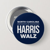 North Carolina voor Harris Walz Ronde Button 7,6 Cm (Voorkant /achterkant)