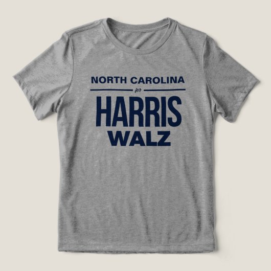 North Carolina voor Harris Walz Tri-Blend Shirt (Design voorkant)