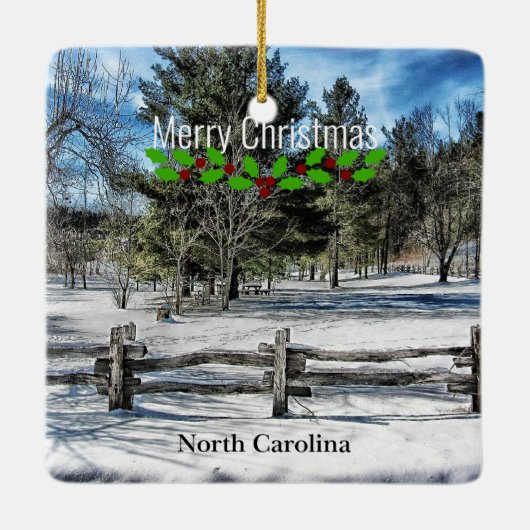 North Carolina, Vrolijk kerstfeest, Keramisch Ornament (Achterkant)