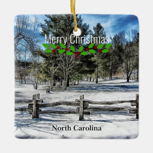 North Carolina, Vrolijk kerstfeest, Keramisch Ornament (Voorkant)
