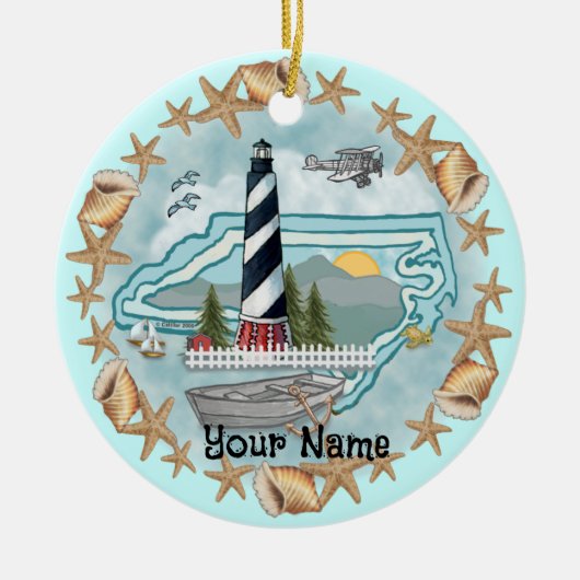 North Carolina Vuurtoren Ornament (Voorkant)