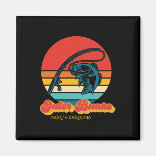 North Carolina Walleye Fish Retro Box Buitenbanken Magneet