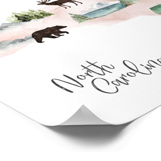 North Carolina Wanderlust Landmarks Map Poster (Hoek)