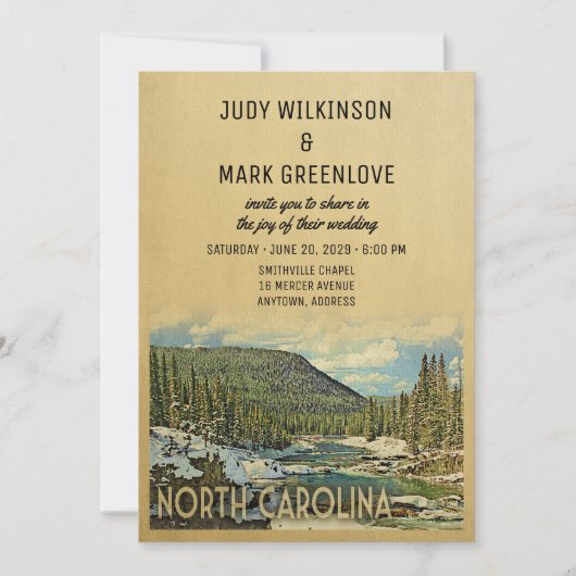 North Carolina Wedding Invitation  Natuur Kaart (Voorkant)