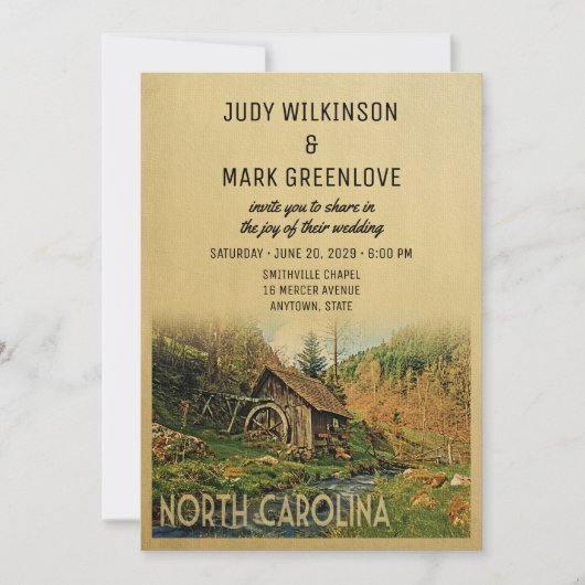North Carolina Wedding Invitation Rustic Cabin Kaart (Voorkant)