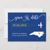 North Carolina Wedding Save the Date Kaart, Map Magnetische Uitnodiging (Voorkant)