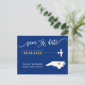 North Carolina Wedding Save the Date Map Briefkaar Briefkaart (Staand voorkant)