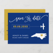 North Carolina Wedding Save the Date Map Briefkaar Briefkaart (Voorkant / Achterkant)
