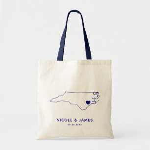 North Carolina Wedding Welcome Bag Map Tas, marine Tote Bag